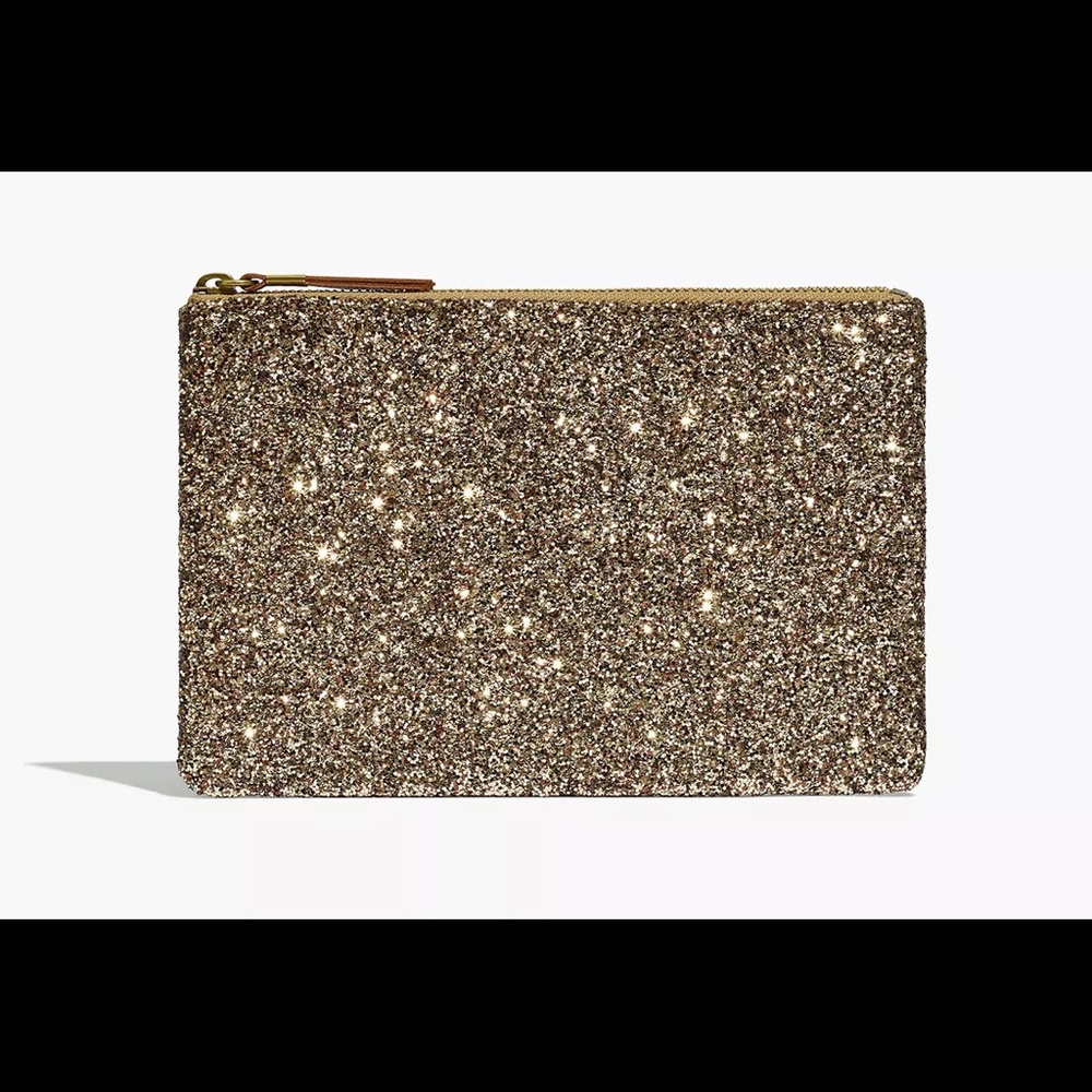 Madewell Leather Pouch Clutch in Glitter